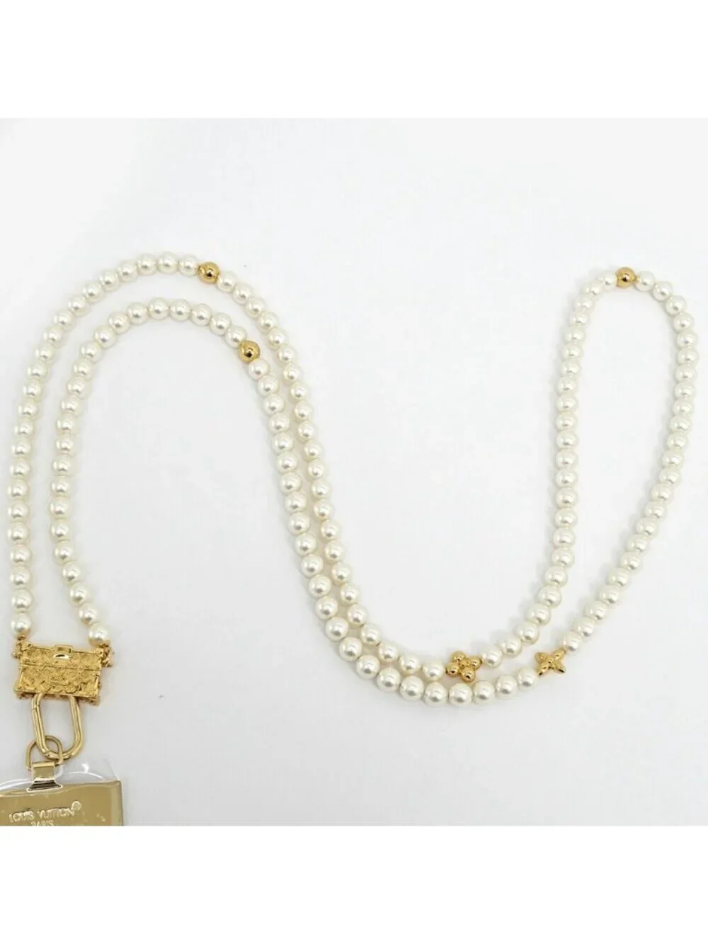 Louis Vuitton Pearly Petite Phone Strap Pearl Gold Smartphone Necklace